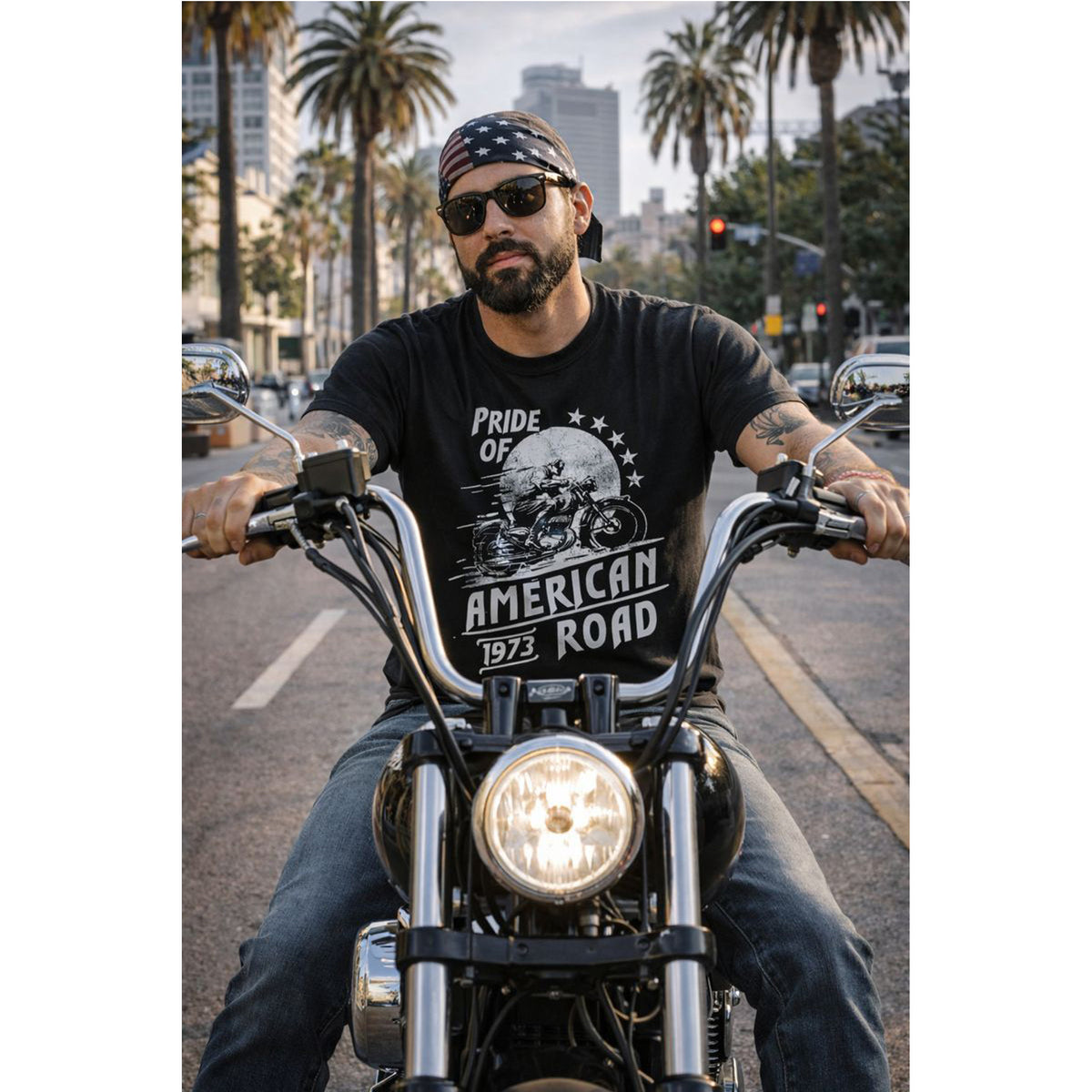 American Biker T-Shirt – Pride of the American Road Vintage Motorcycle Tee