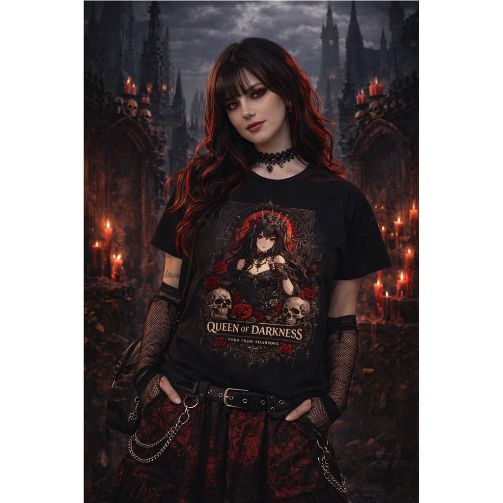 Queen of Darkness T-Shirt – Gothic Girl Dark Fantasy Graphic Tee