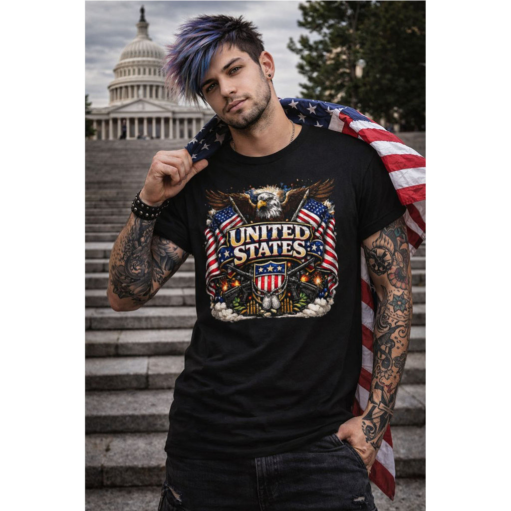 Patriotic USA T-Shirt – American Eagle & US Flag Graphic Tee