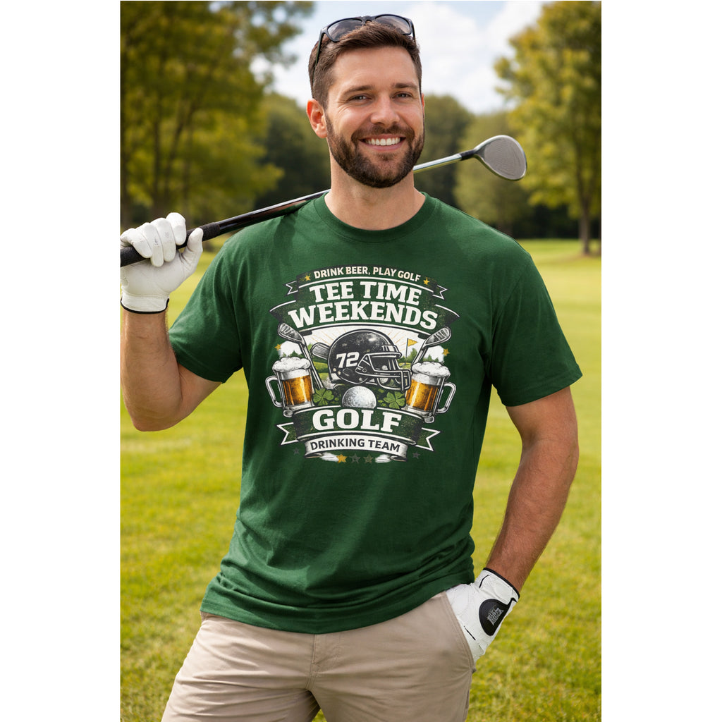 Golf & Beer T-Shirt – Tee Time Funny Golfing Graphic Tee