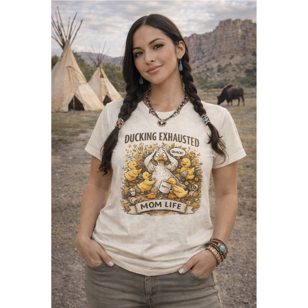 “Ducking Exhausted” T-Shirt – Funny Tired Mom Graphic Tee