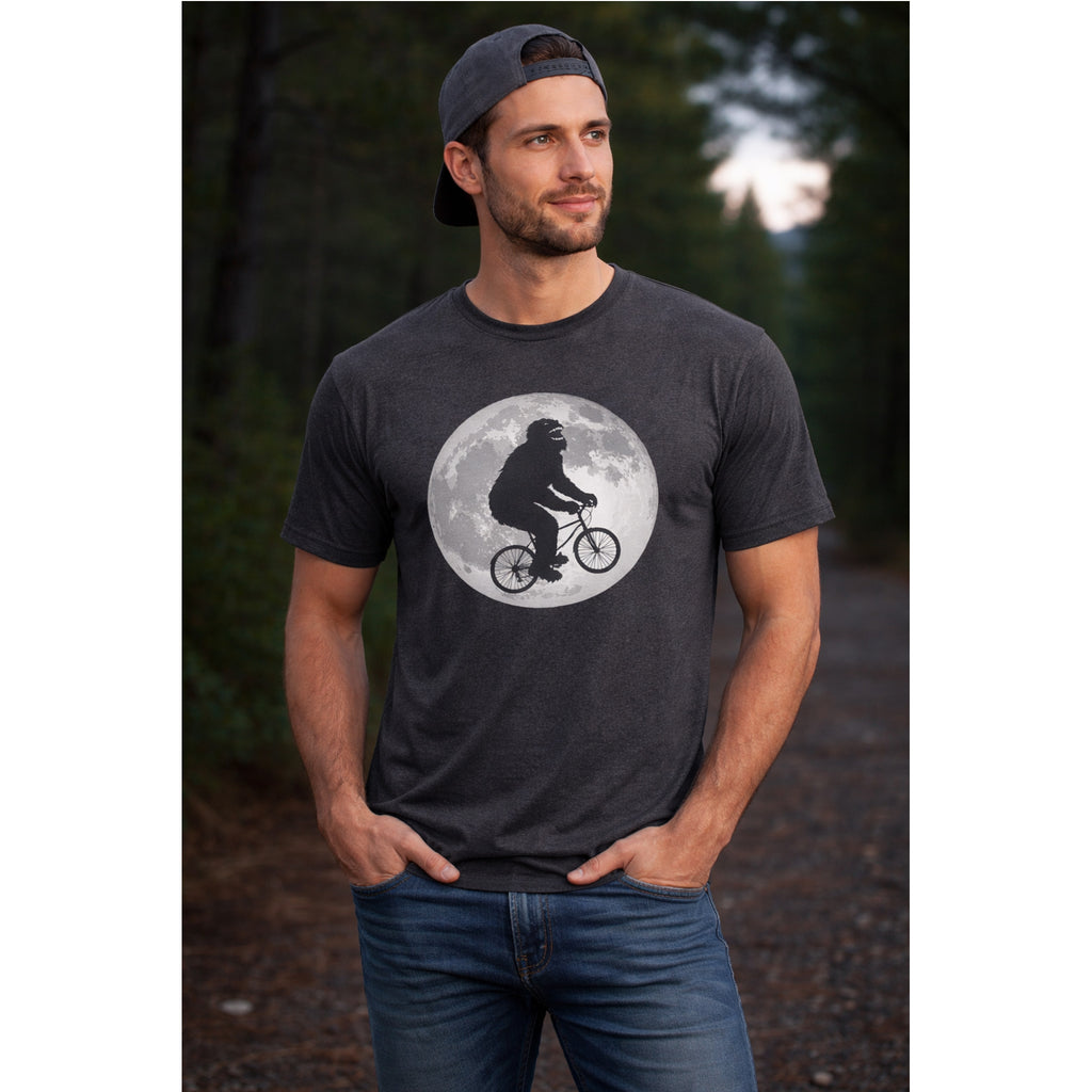 Bigfoot Bicycle T-Shirt – Moon & Nature Adventure Graphic Tee