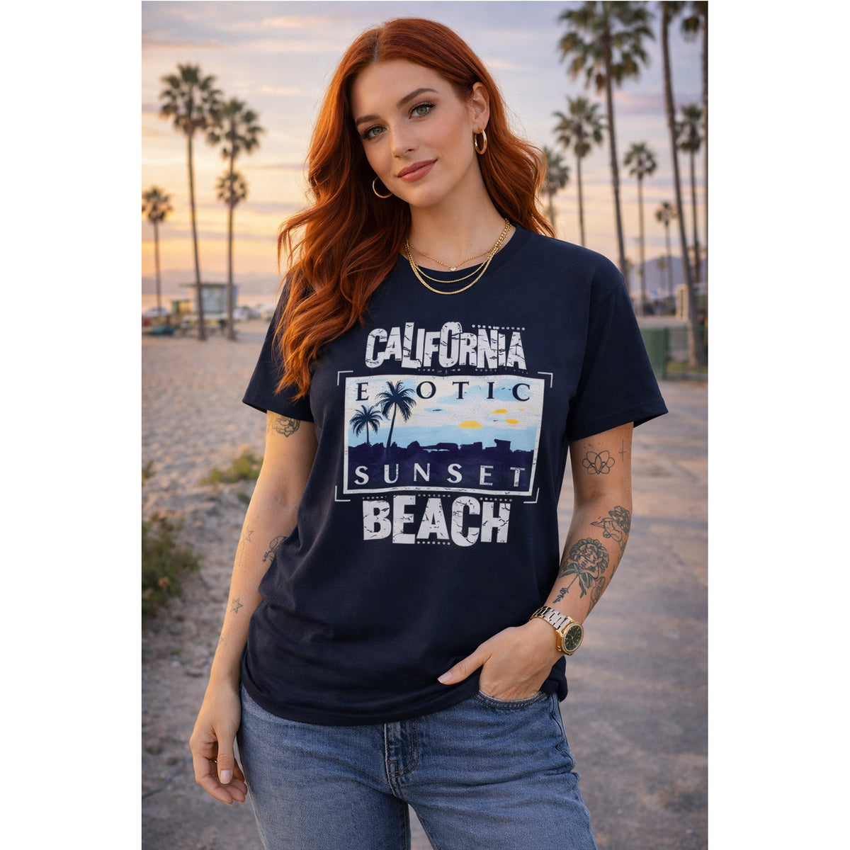California Beach T-Shirt – Sunset Coastal Graphic Tee