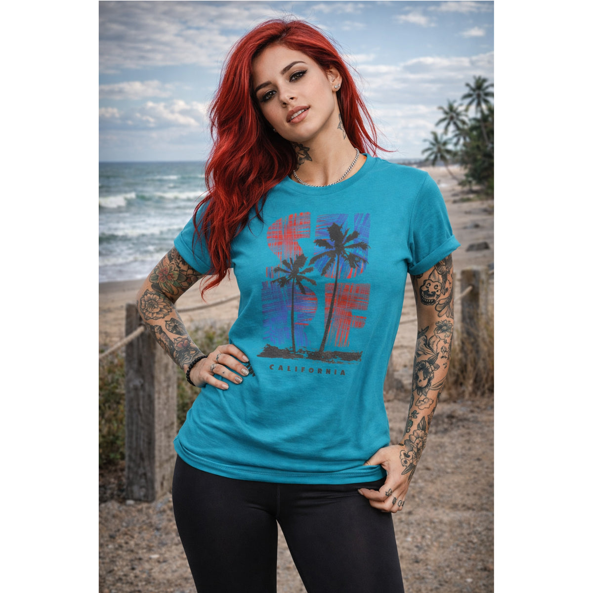 California Surf T-Shirt – Retro Surfboard & Palm Trees Graphic Tee