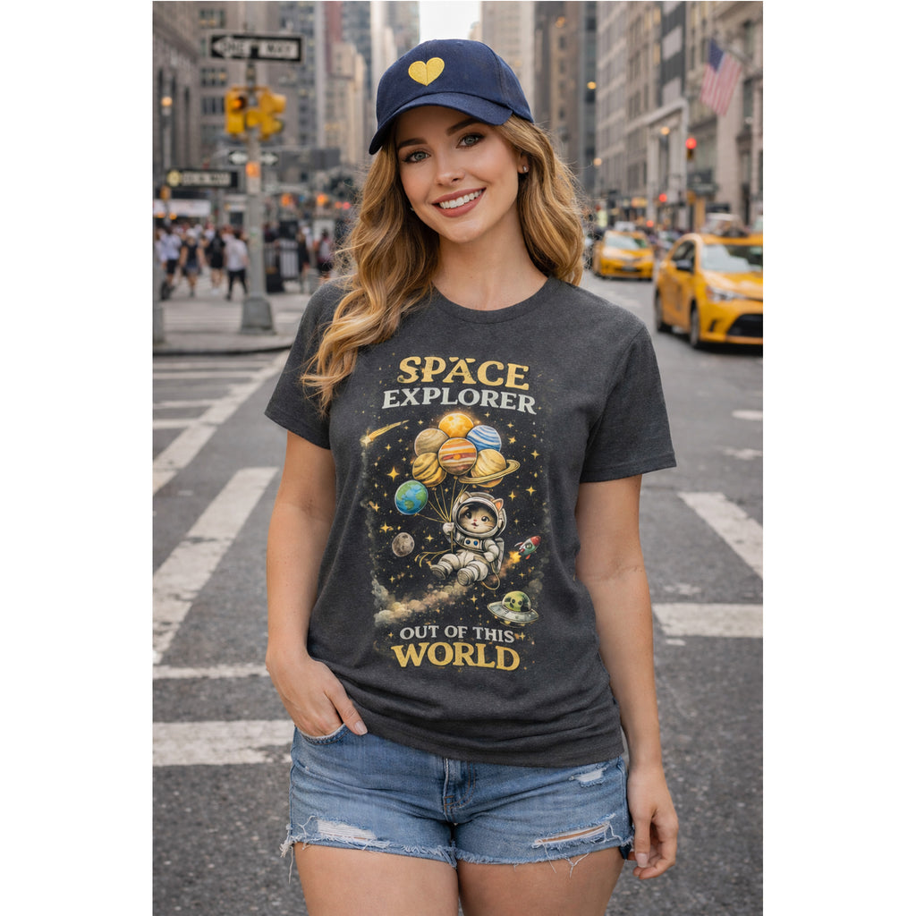 Space Explorer T-Shirt – Astronaut, Galaxy & Planets Graphic Tee