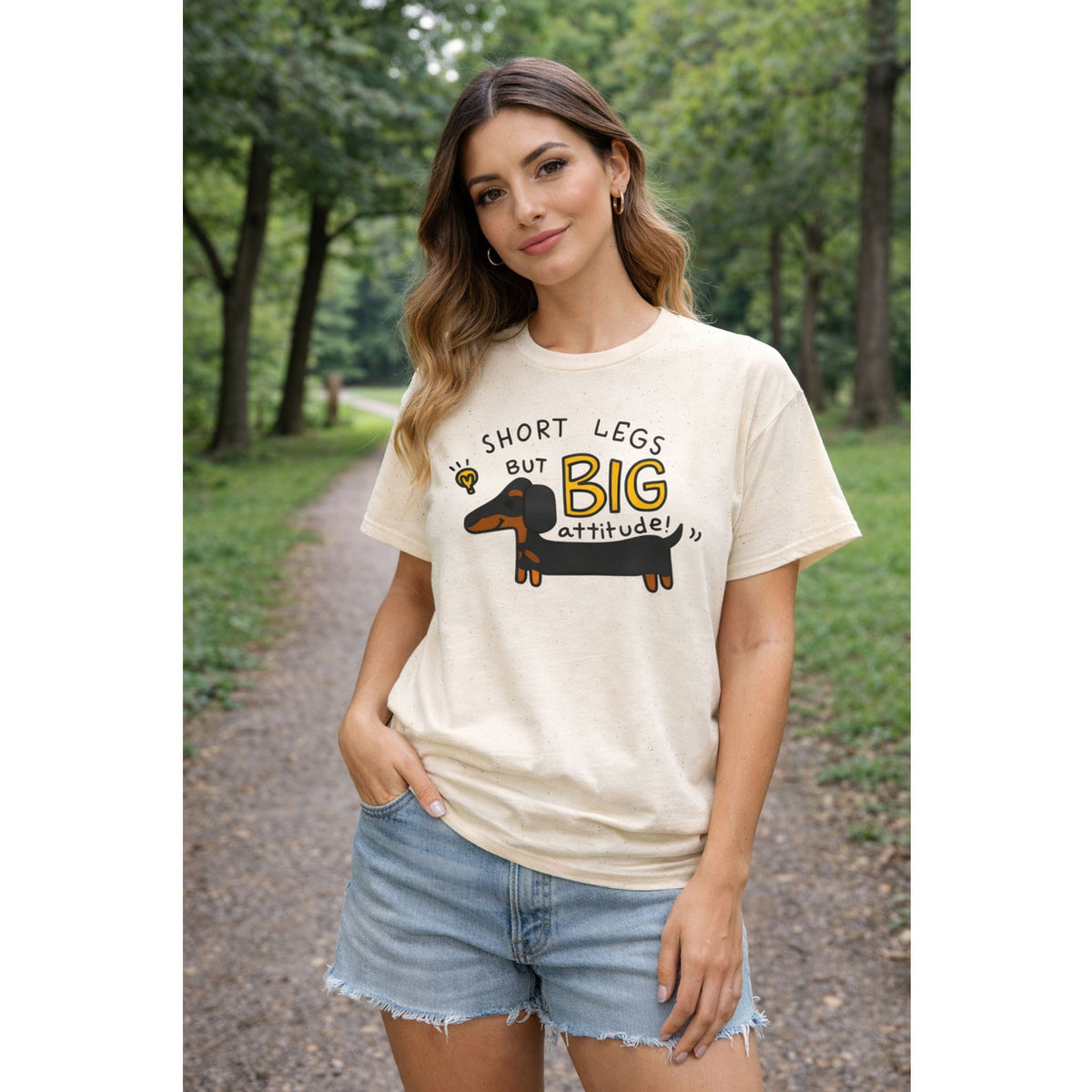 “Short Legs, Big Attitude” Dachshund T-Shirt – Funny Dog Graphic Tee