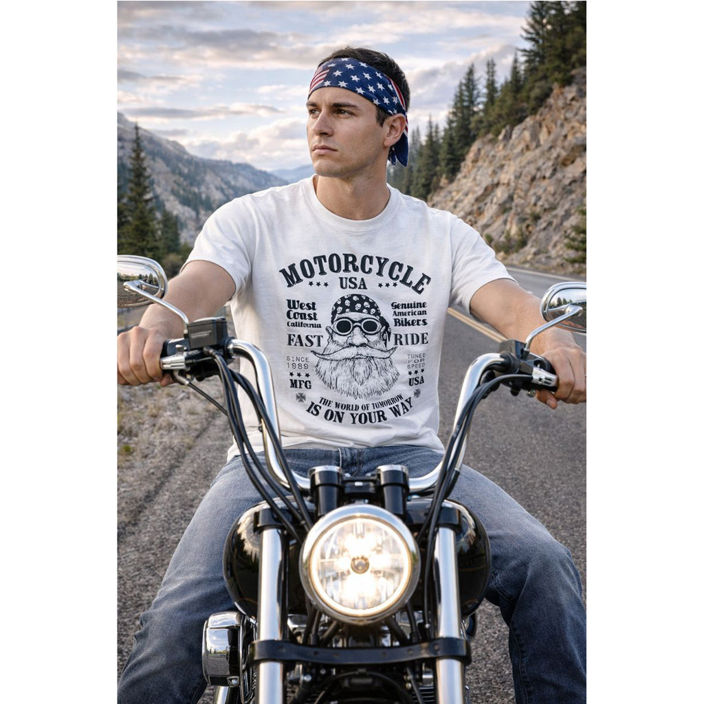 USA Motorcycle T-Shirt – Vintage Biker Life Graphic Tee