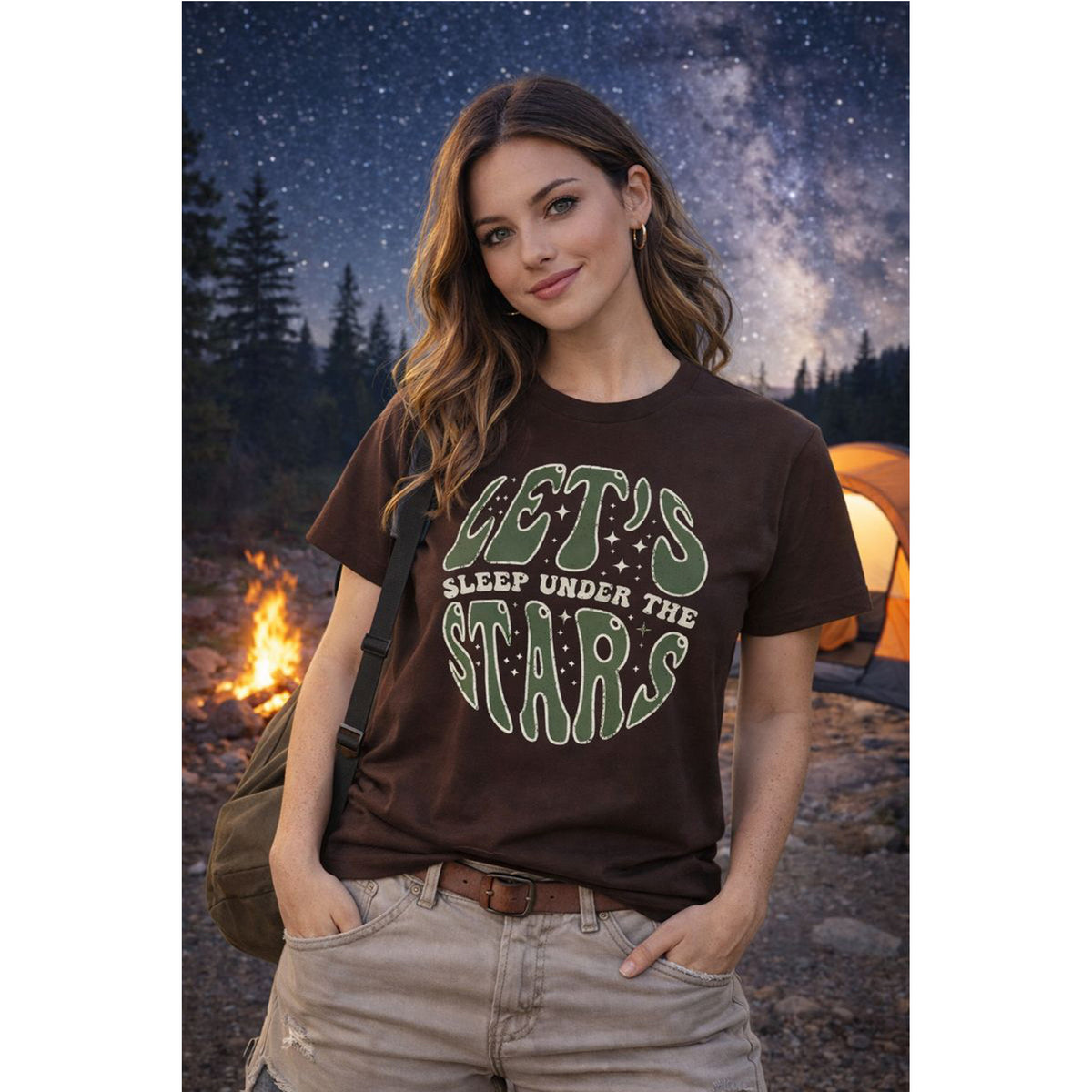 “Let’s Sleep Under the Stars” T-Shirt – Camping & Outdoor Graphic Tee