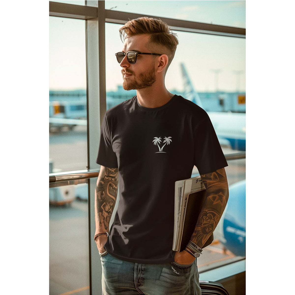 Minimal Palm Tree T-Shirt – Tropical Beach Graphic Tee