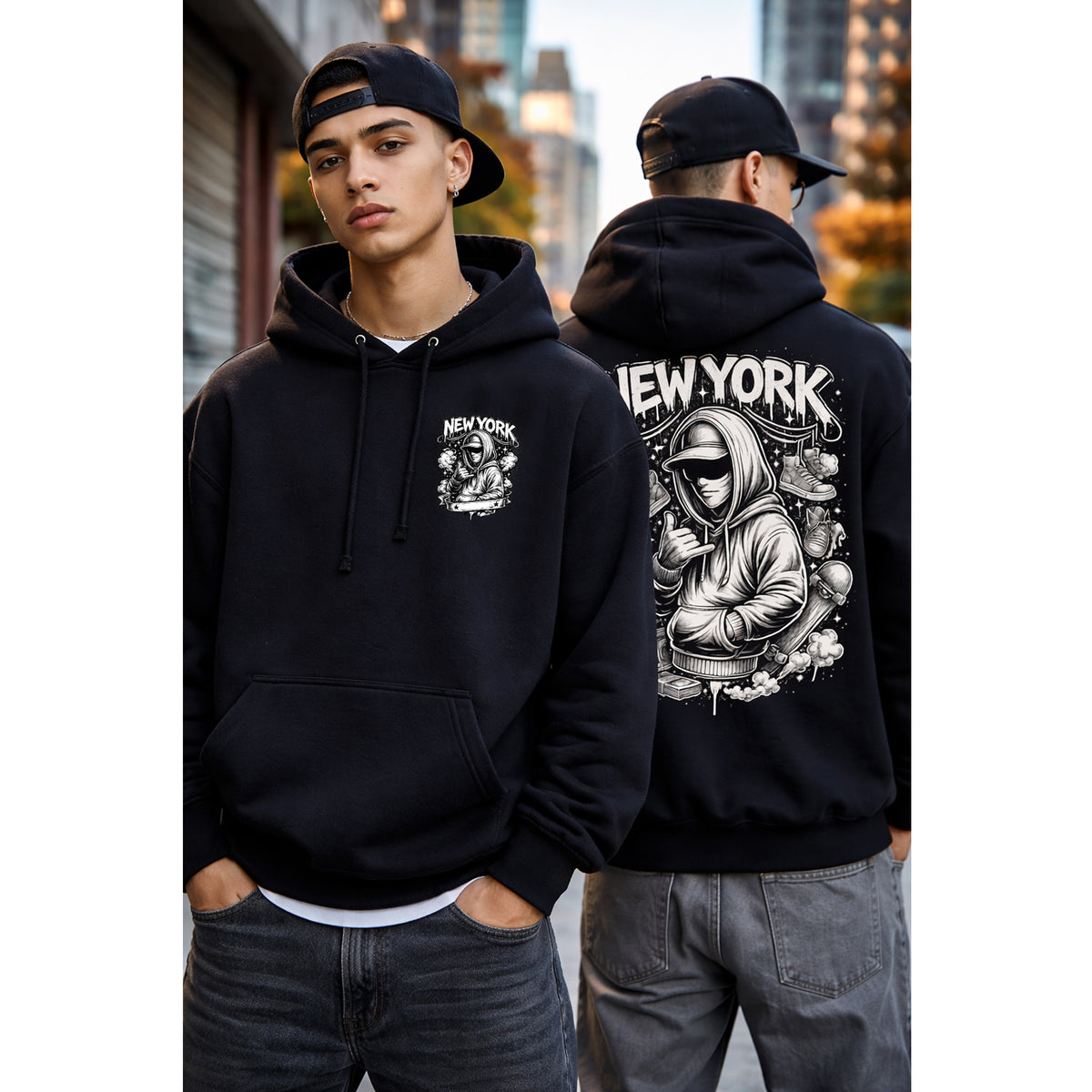 Copy of Hoodie New York Streetwear Graphic Hoodie Rooftop Graffiti DJ Design