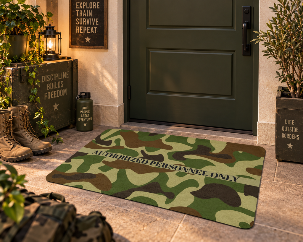 Authorized Personnel Only Doormat – Camouflage Military Style Entry Mat