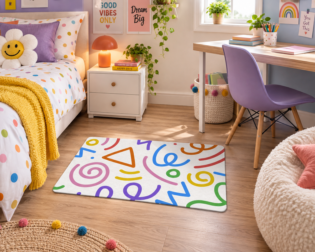 Colorful Abstract Shapes Doormat – Playful Geometric Entryway Mat