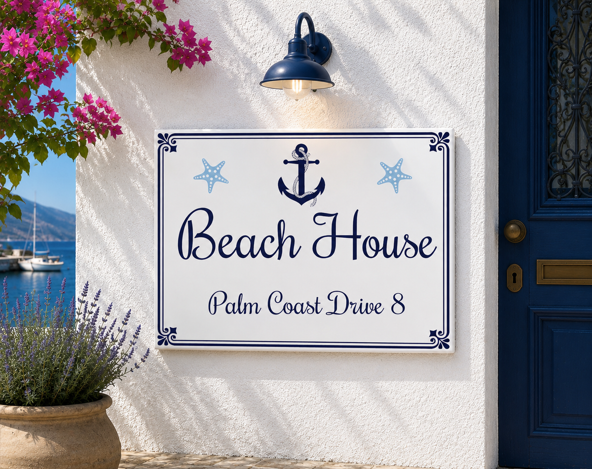 Personalized House Name Nautical Ceramic Plaque - S9