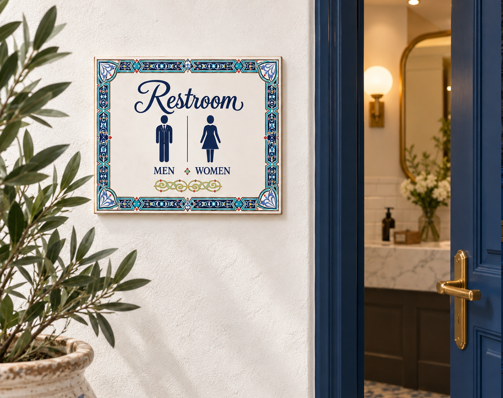 Decorative Ceramic Restroom Sign – Men & Women – SE4