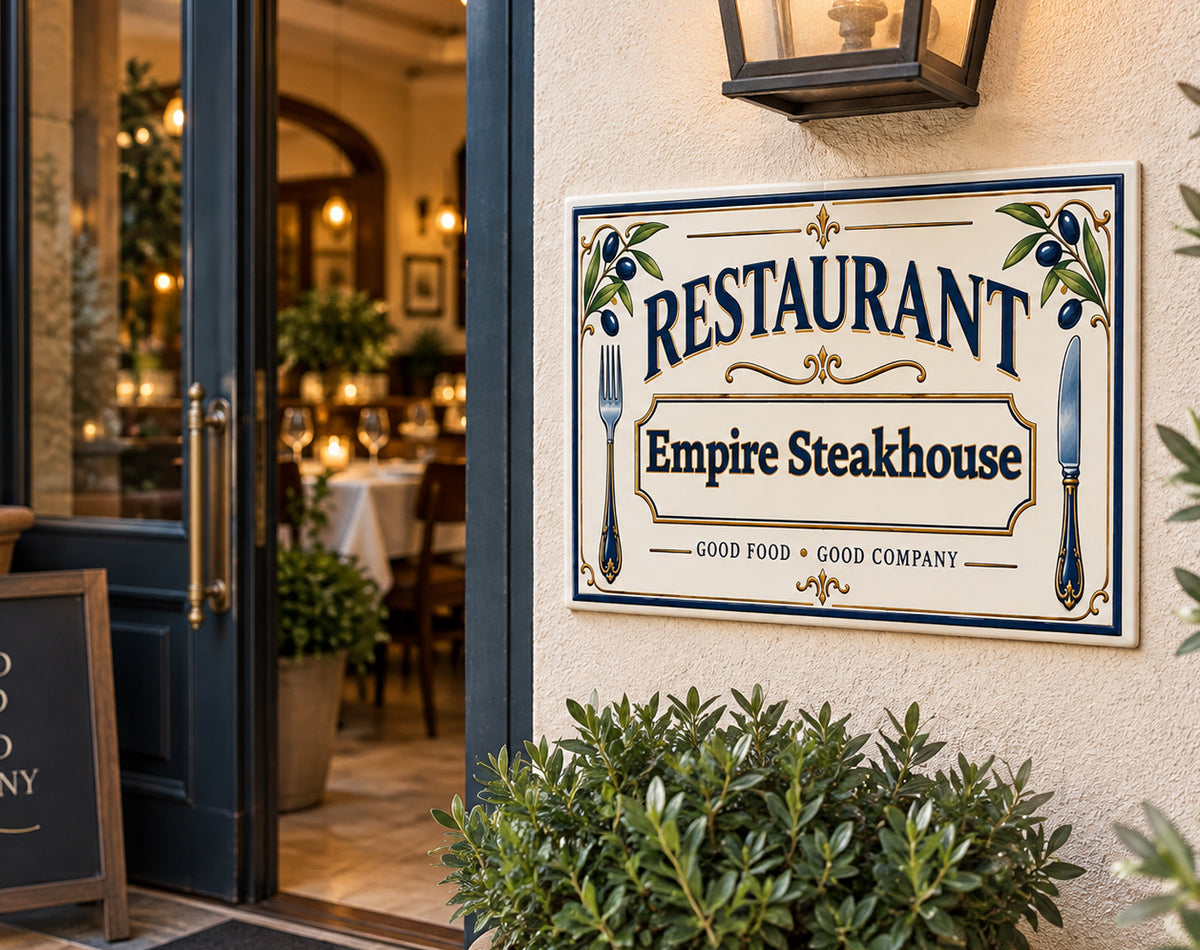 Custom Restaurant Sign – Personalized Ceramic Business Plaque - SE9