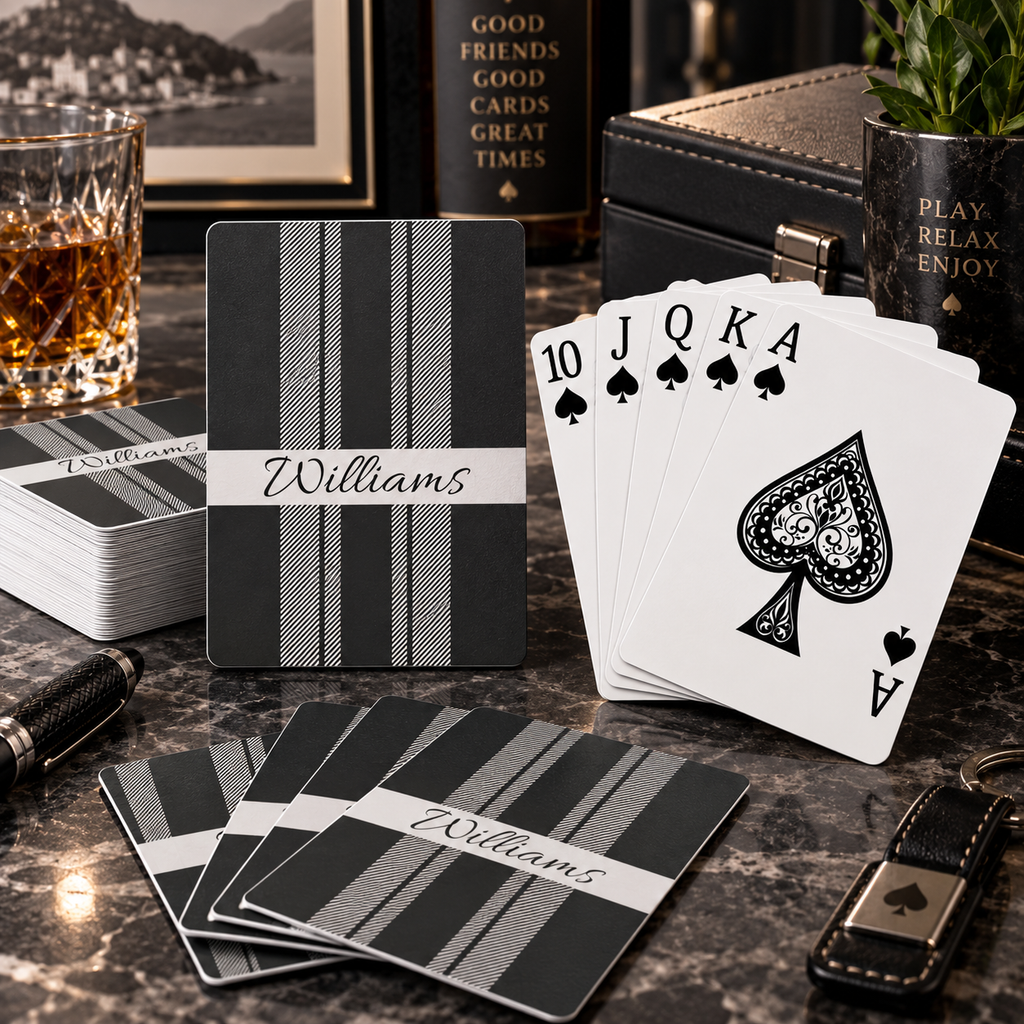 Personalized Family Name Poker Playing Cards – Elegant Stripe Design