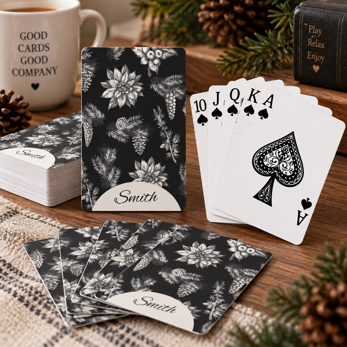 Personalized Family Name Poker Playing Cards – Botanical Floral Design