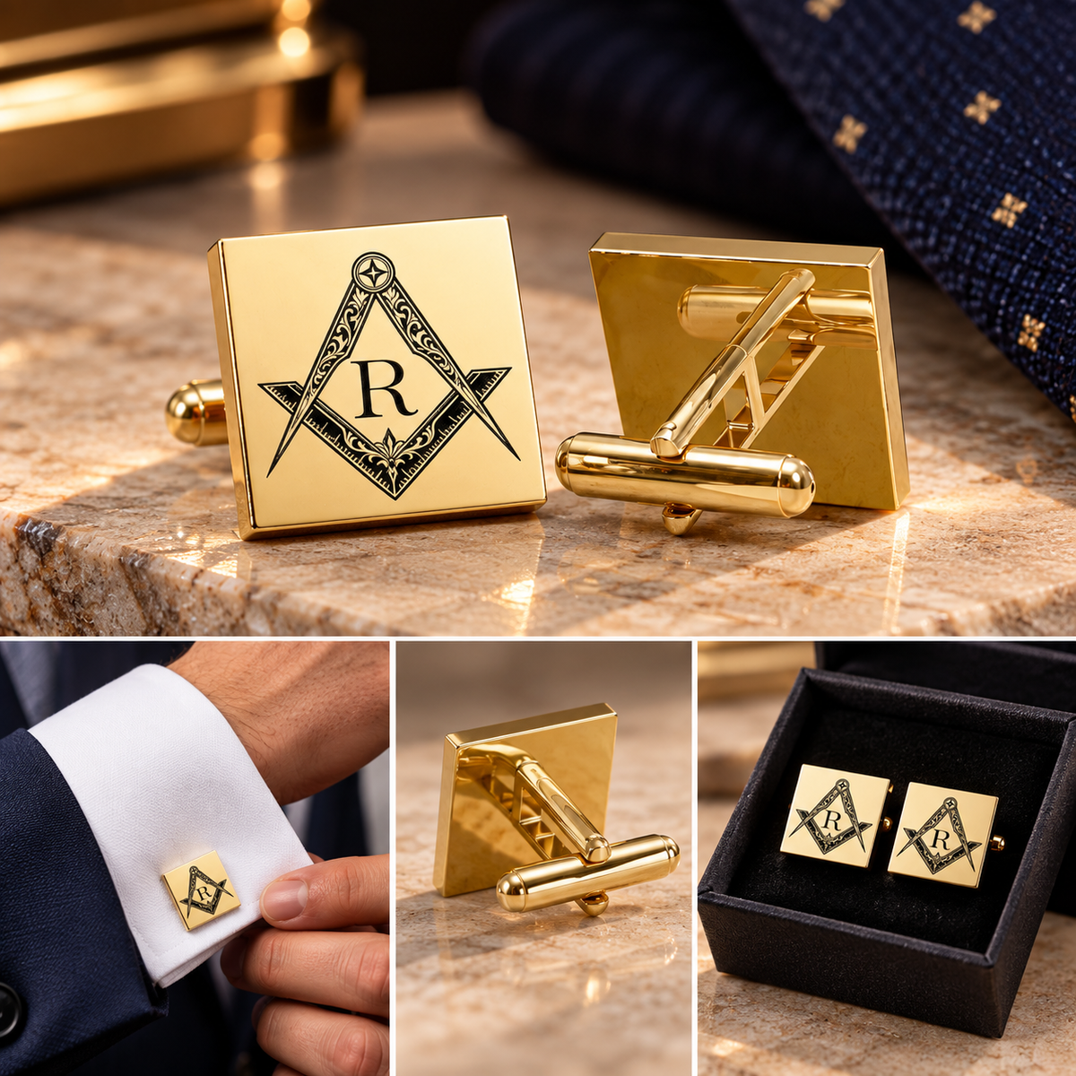 Personalized Masonic Cufflinks – Custom Initial Freemason Design