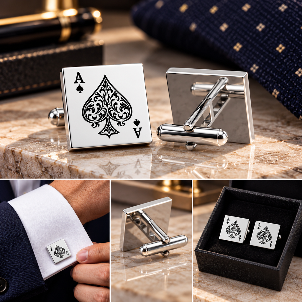 Ace of Spades Cufflinks – Poker Card Stainless Steel Cufflinks