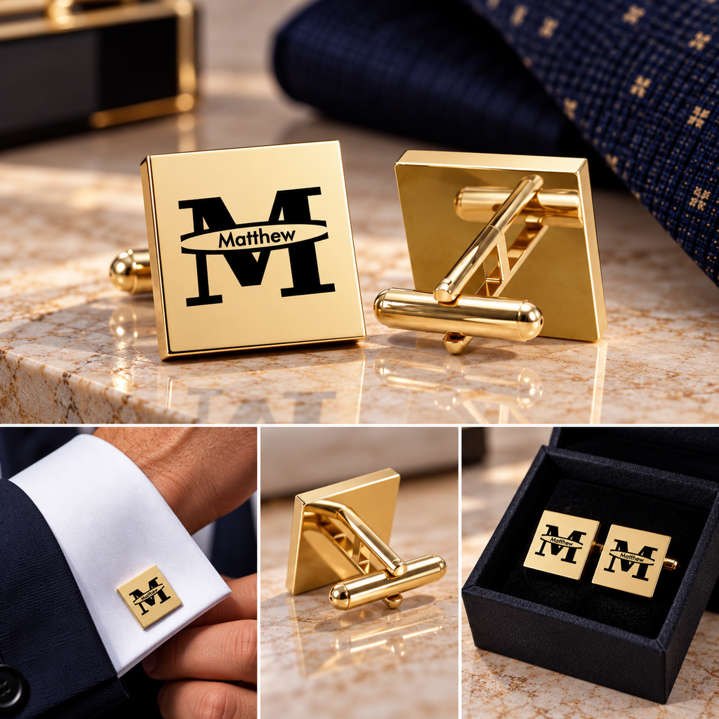 Personalized Monogram Cufflinks – Custom Initial & Name for Men