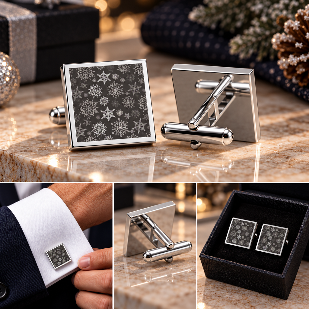 Snowflake Cufflinks – Winter Holiday Cufflinks for Men