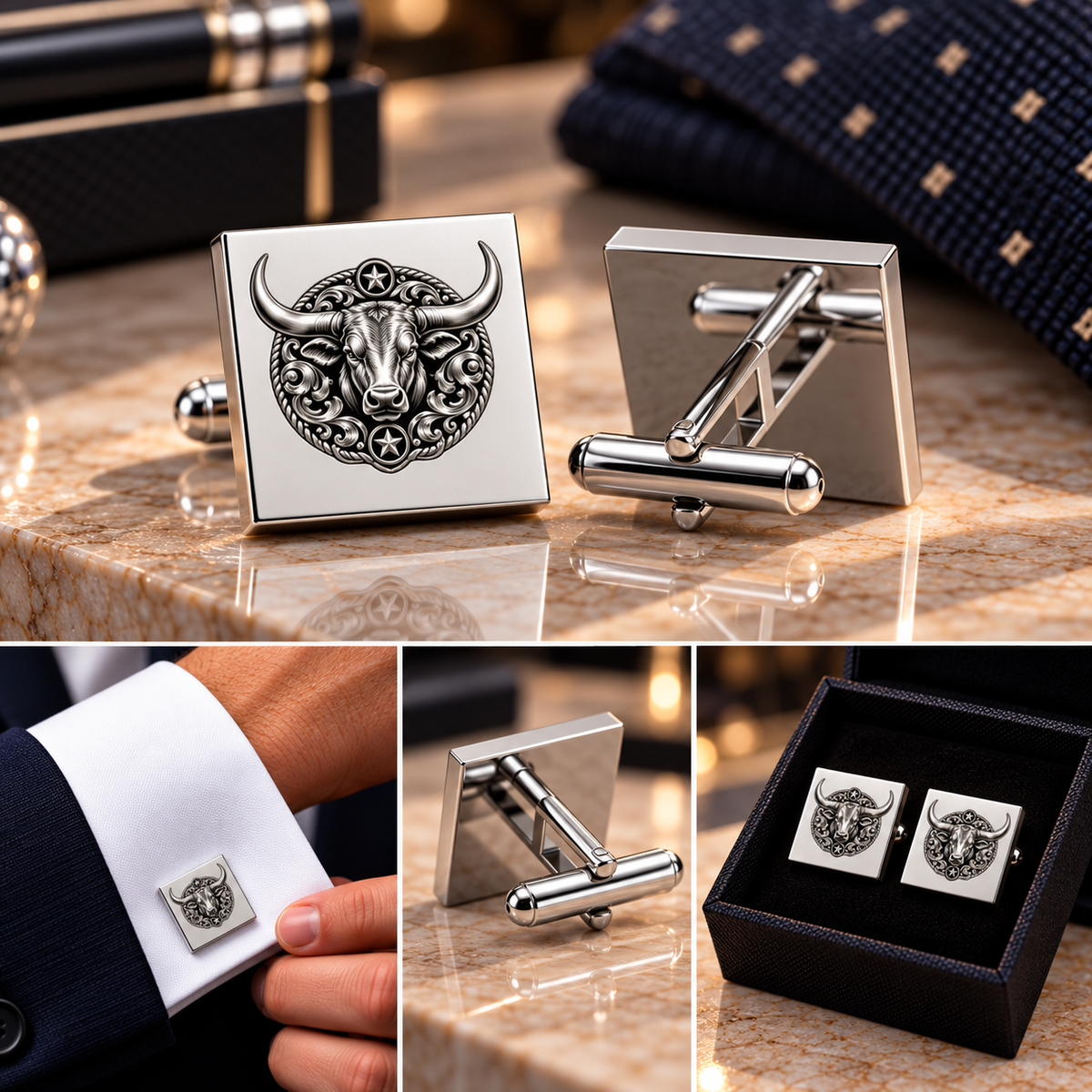 Longhorn Cufflinks – Texas Western Cufflinks for Men