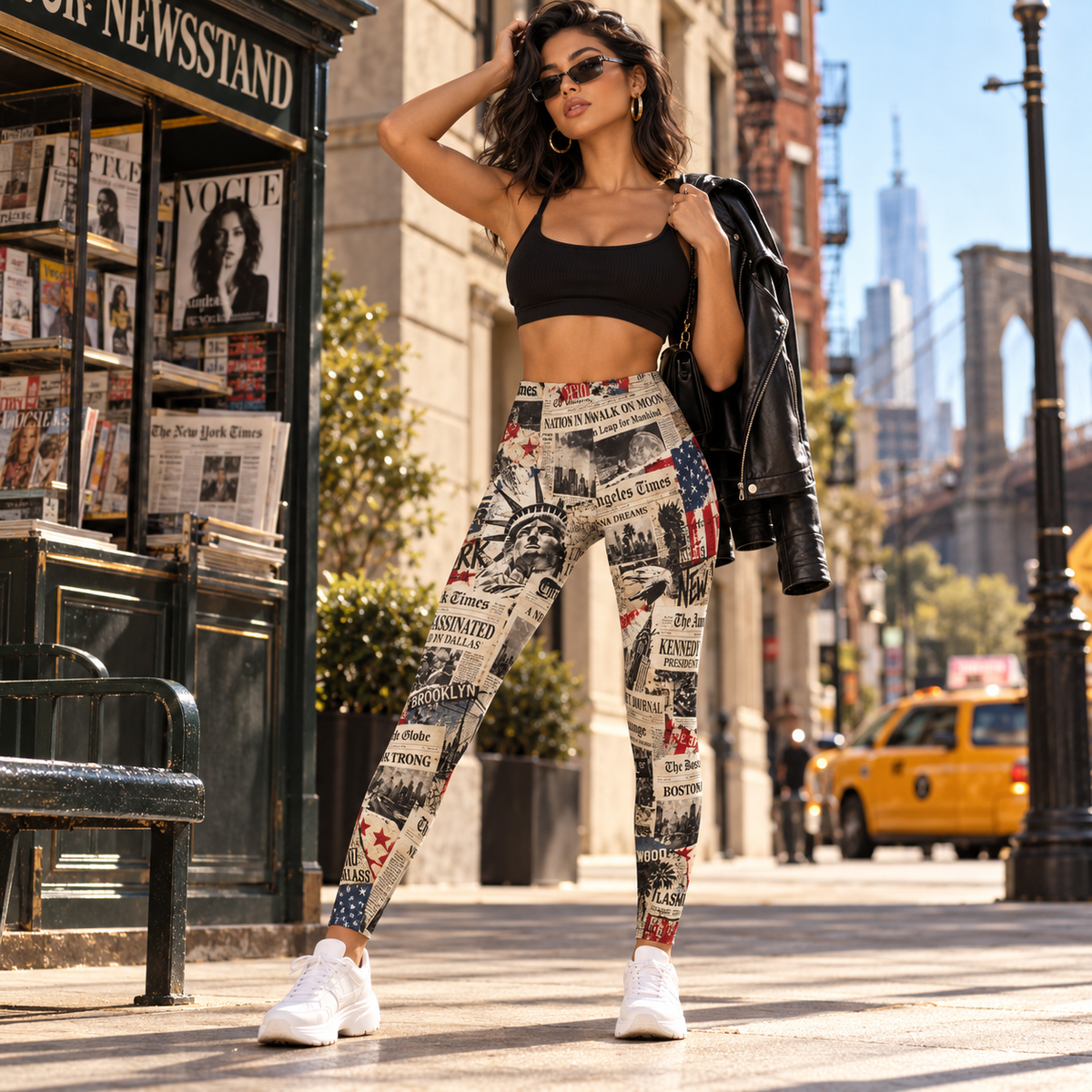 Vintage Americana Leggings – USA Newspaper Collage Print