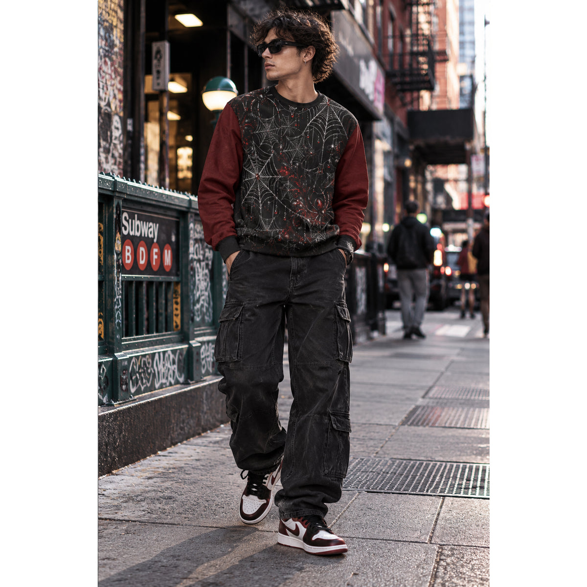 Gothic Spiderweb Unisex Sweatshirt – Black & Red Spider Print