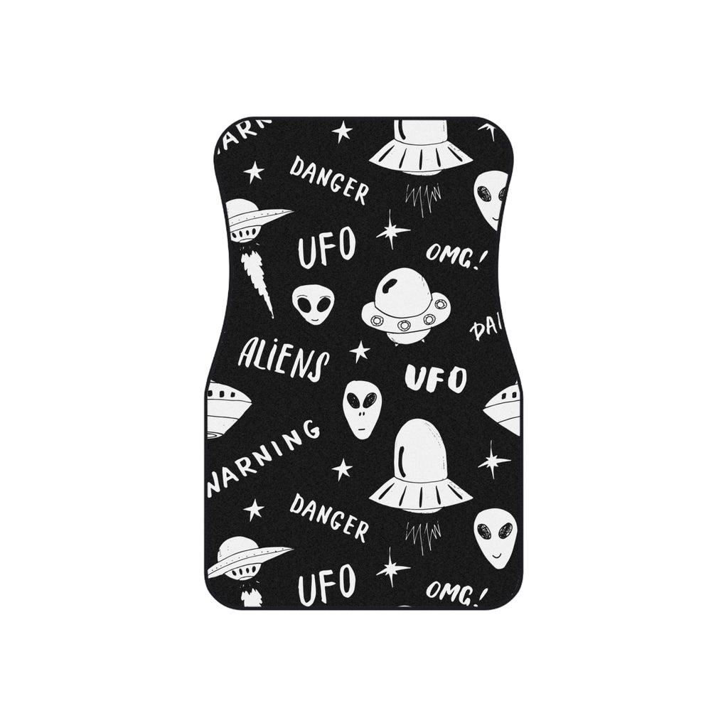 Alien UFO Car Floor Mats – Black & White 4-Piece Set