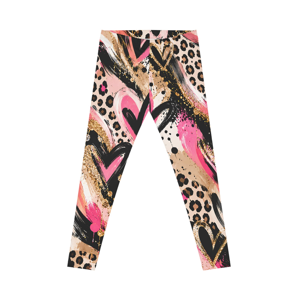 Pink Leopard Heart Leggings – Abstract Animal Print