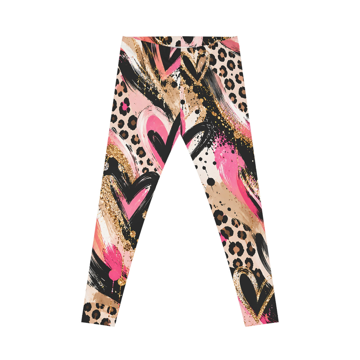 Pink Leopard Heart Leggings – Abstract Animal Print