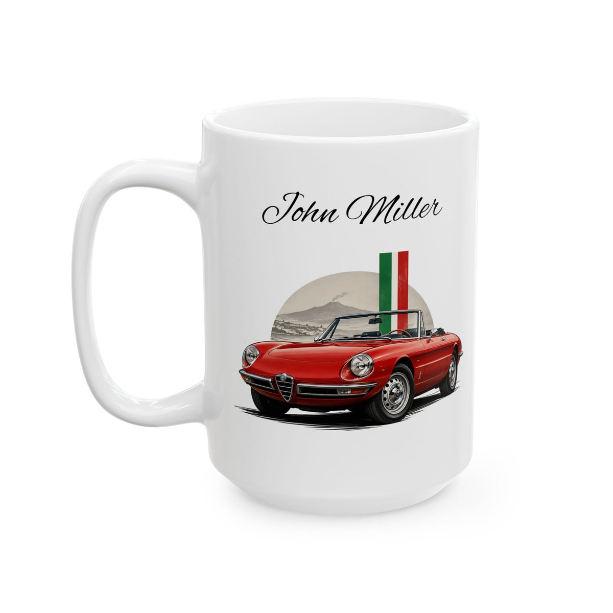 Personalized Name Classic Red Sports Car Mug – Vintage Italian Car Gift
