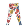 Colorful Floral Leggings – Red, Yellow & Blue Flower Print