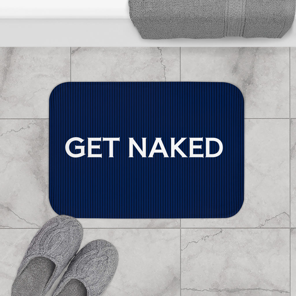 Get Naked Bath Mat – Funny Navy Blue Bathroom Decor