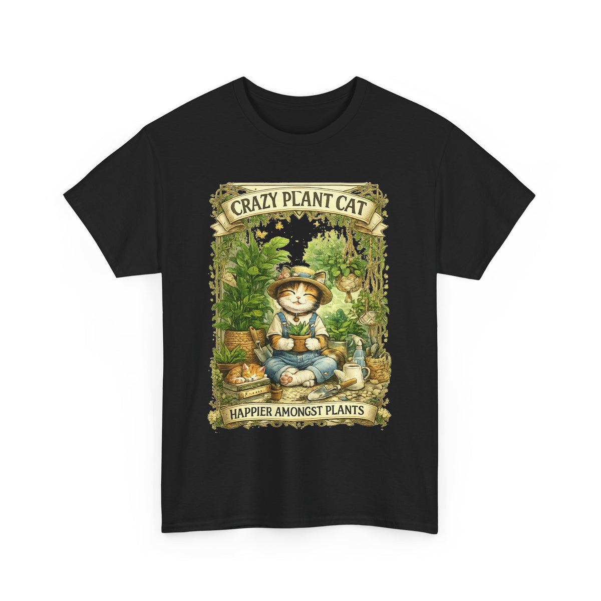 Crazy Plant Cat T-Shirt – Cat & Houseplant Botanical Graphic Tee