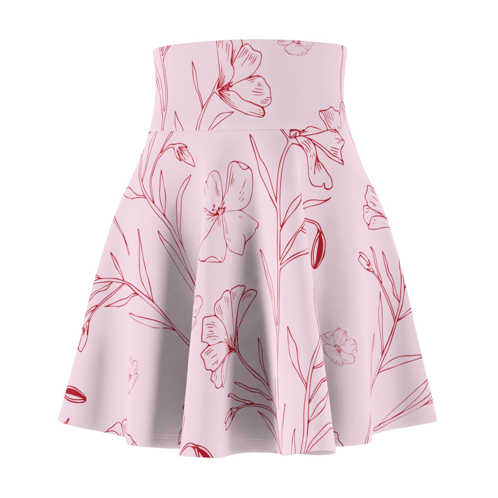 Pink Floral Skater Skirt – Delicate Botanical Design
