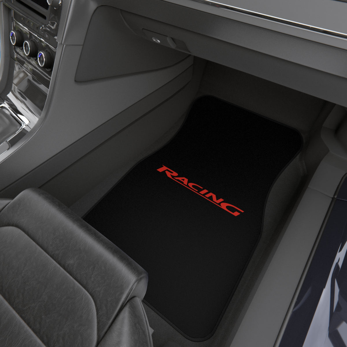 Racing Car Floor Mats – Black & Red 4-Piece Set