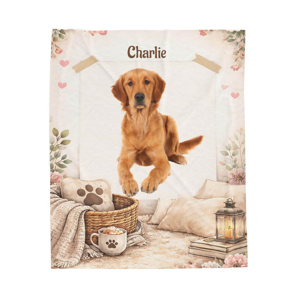 Custom Pet Blanket with Photo & Name  Personalized Dog Blanket  Cat Photo Throw  Sherpa Plush Pet Memorial Gift  PET1
