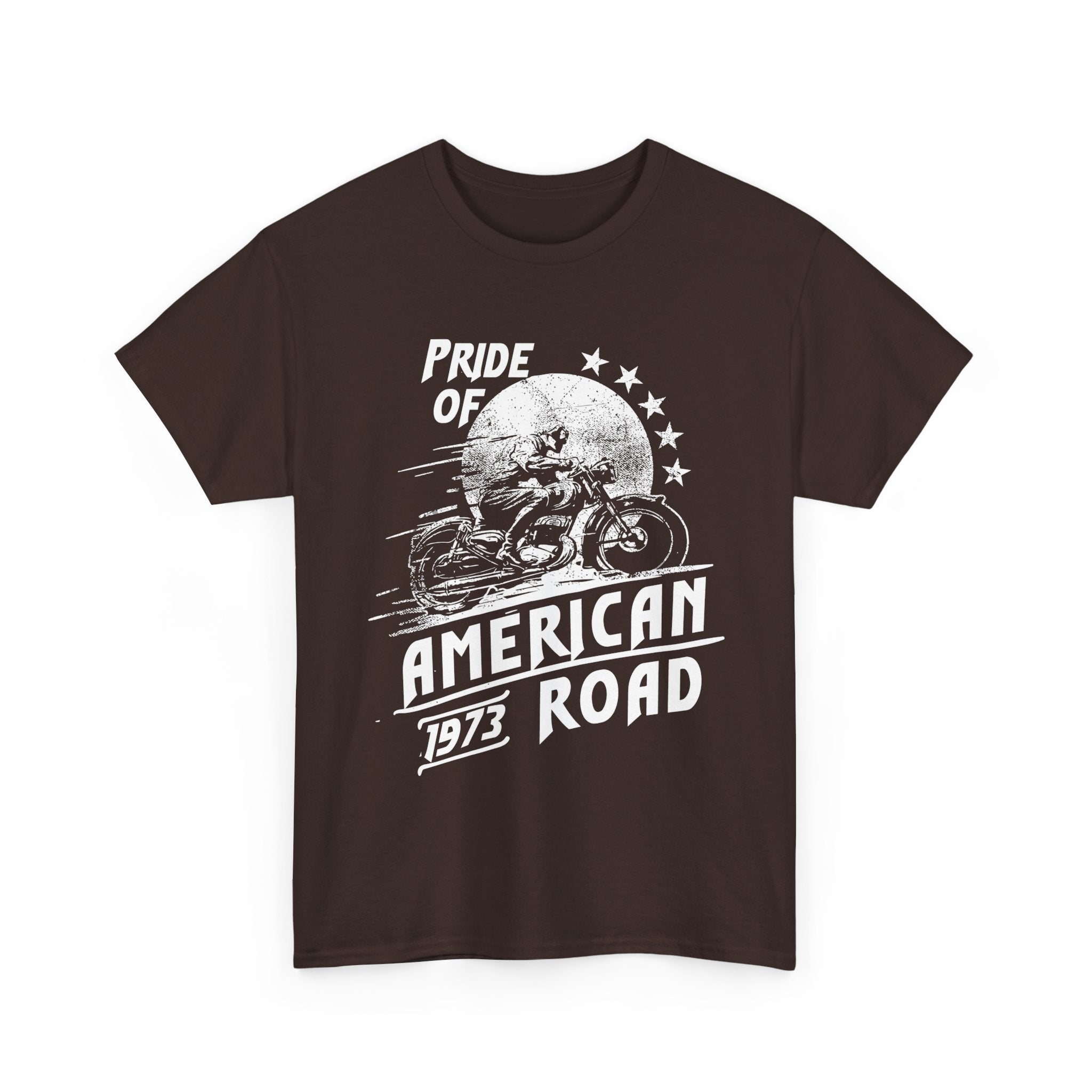American Road Motorcycle Tee — "Pride of American Road 1973" Vintage Biker T-Shirt