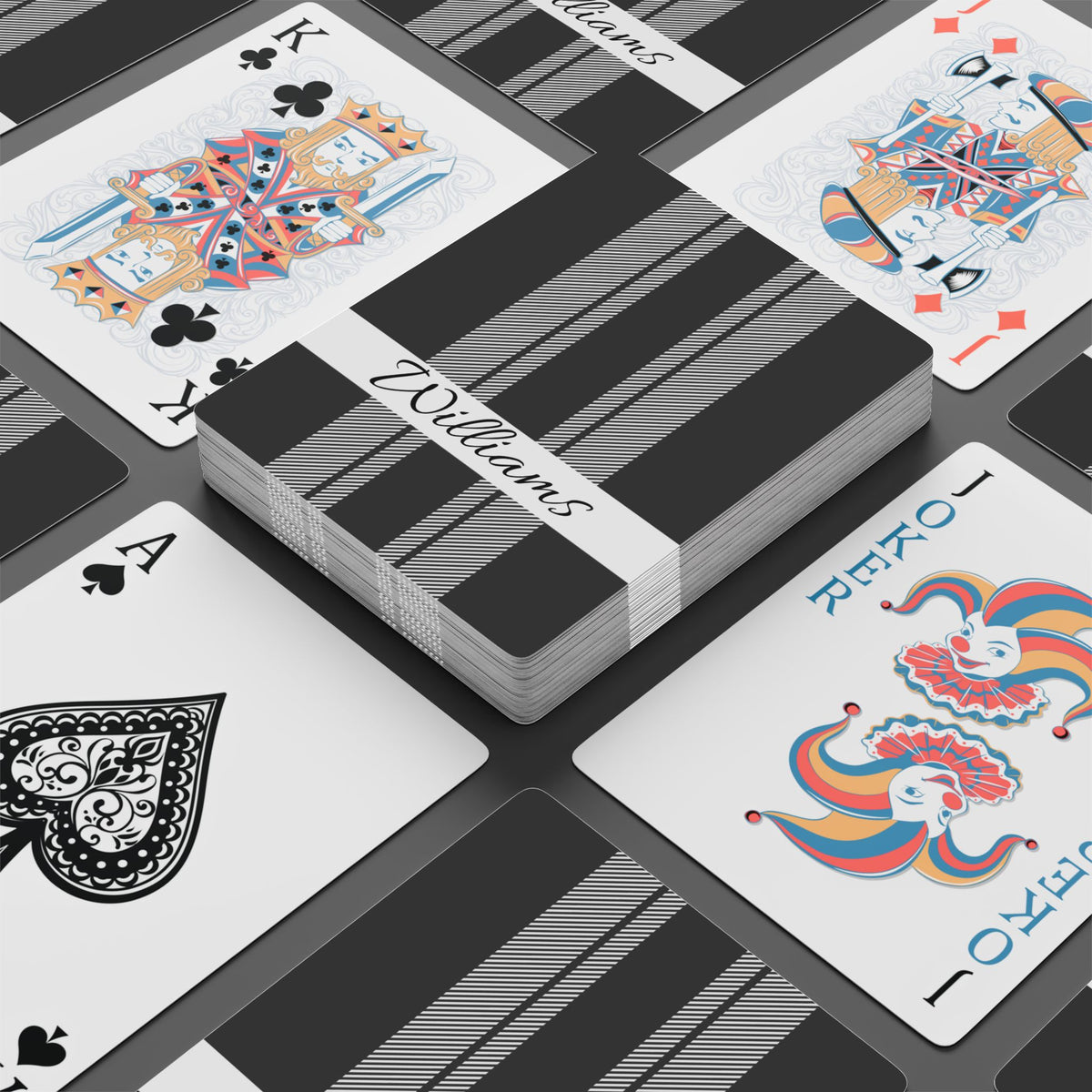 Personalized Family Name Poker Playing Cards – Elegant Stripe Design