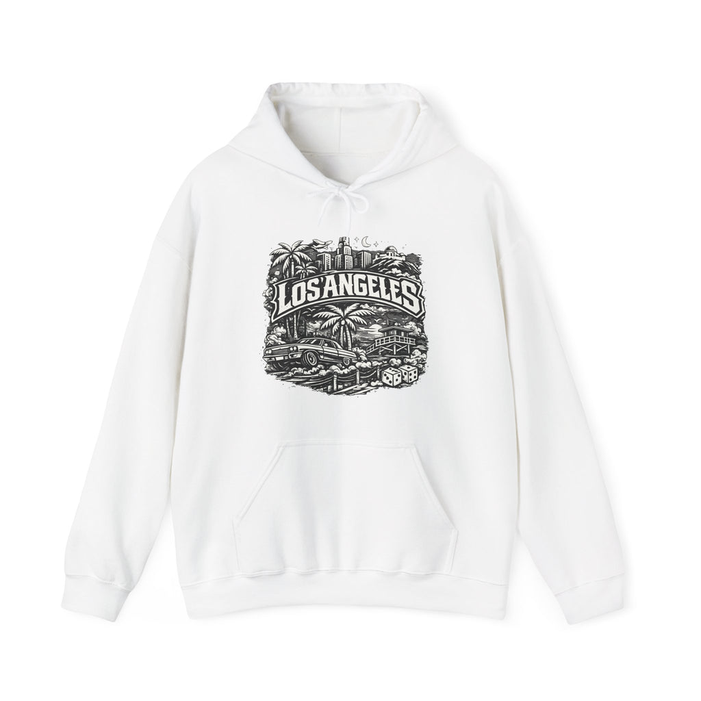 Los Angeles Vintage Skyline Hoodie  Retro Palm Tree Cityscape Sweatshirt