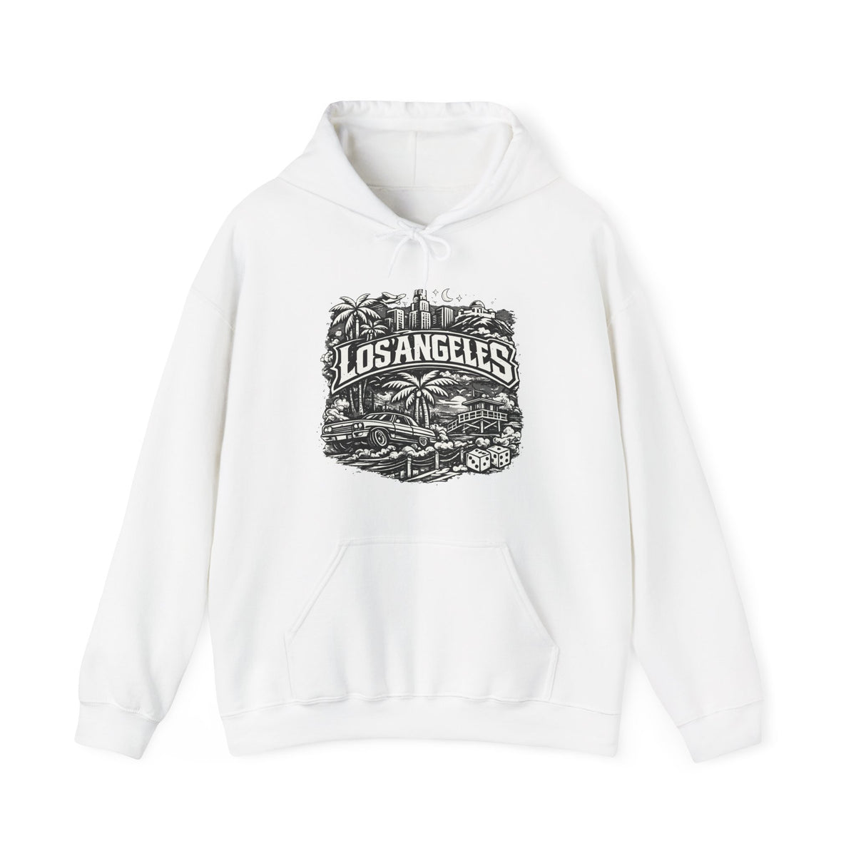 Los Angeles Vintage Skyline Hoodie  Retro Palm Tree Cityscape Sweatshirt
