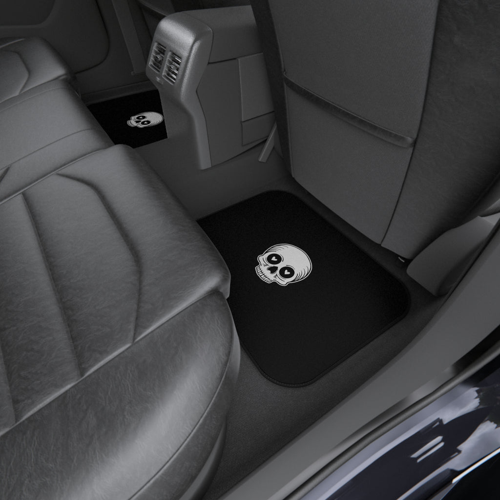Heart Eyes Skull Car Floor Mats – Black 4-Piece Set