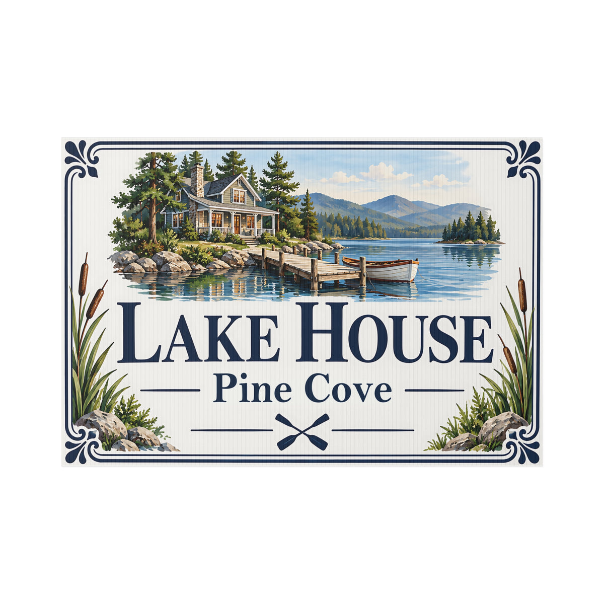 Personalized Lake House Yard Sign – Custom Lakefront Property Sign Y8