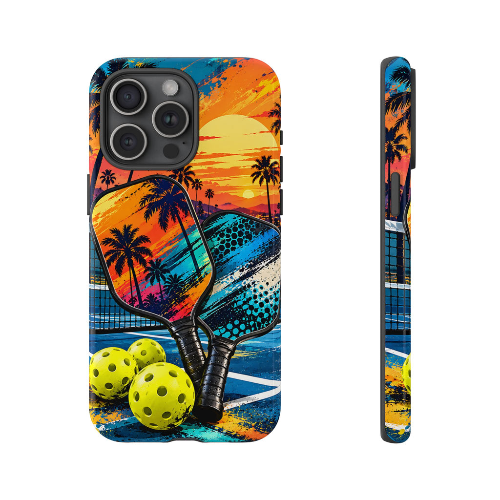 Pickleball Sunset Tough Phone Case – Tropical Sports Design