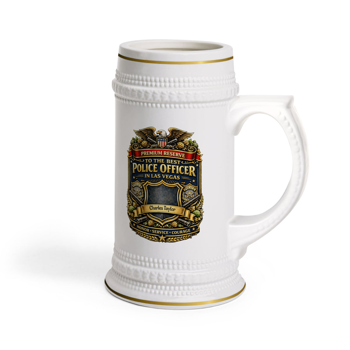 Personalized Las Vegas Police Officer Beer Stein 22oz - Custom Name Cop Mug
