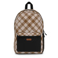 Brown Plaid Backpack – Neutral Preppy Checkered Graphic Backpack