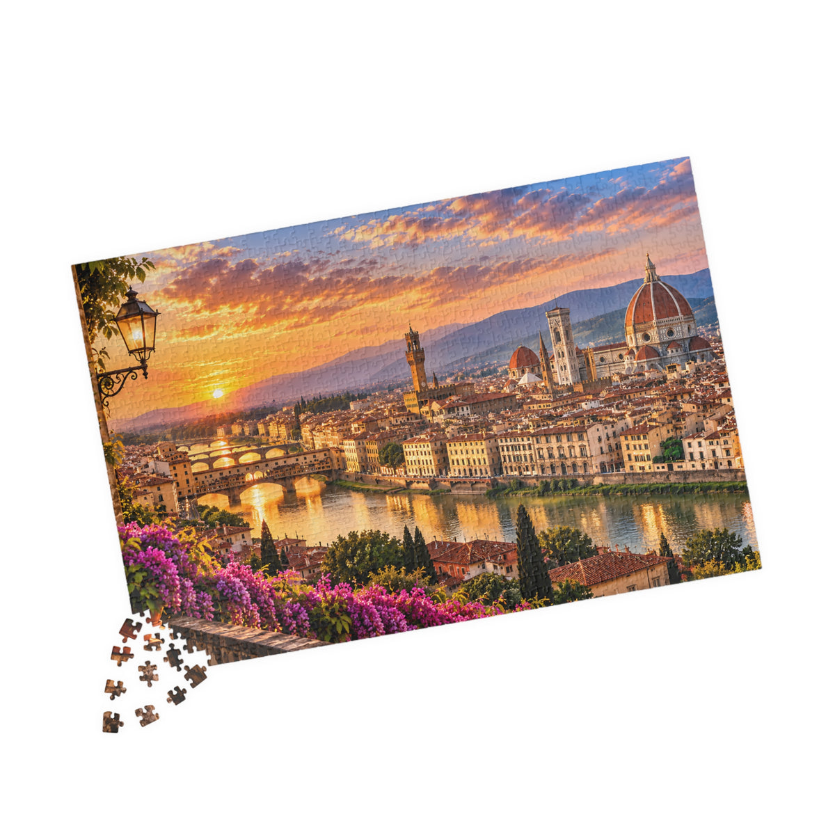Florence Italy Puzzle – Tuscany Sunset Jigsaw Puzzle — Scenic Italy Travel Puzzle (110/252/520/1014 pcs)