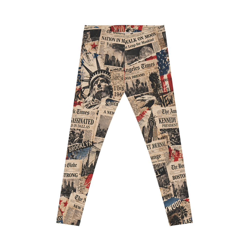 Vintage Americana Leggings – USA Newspaper Collage Print