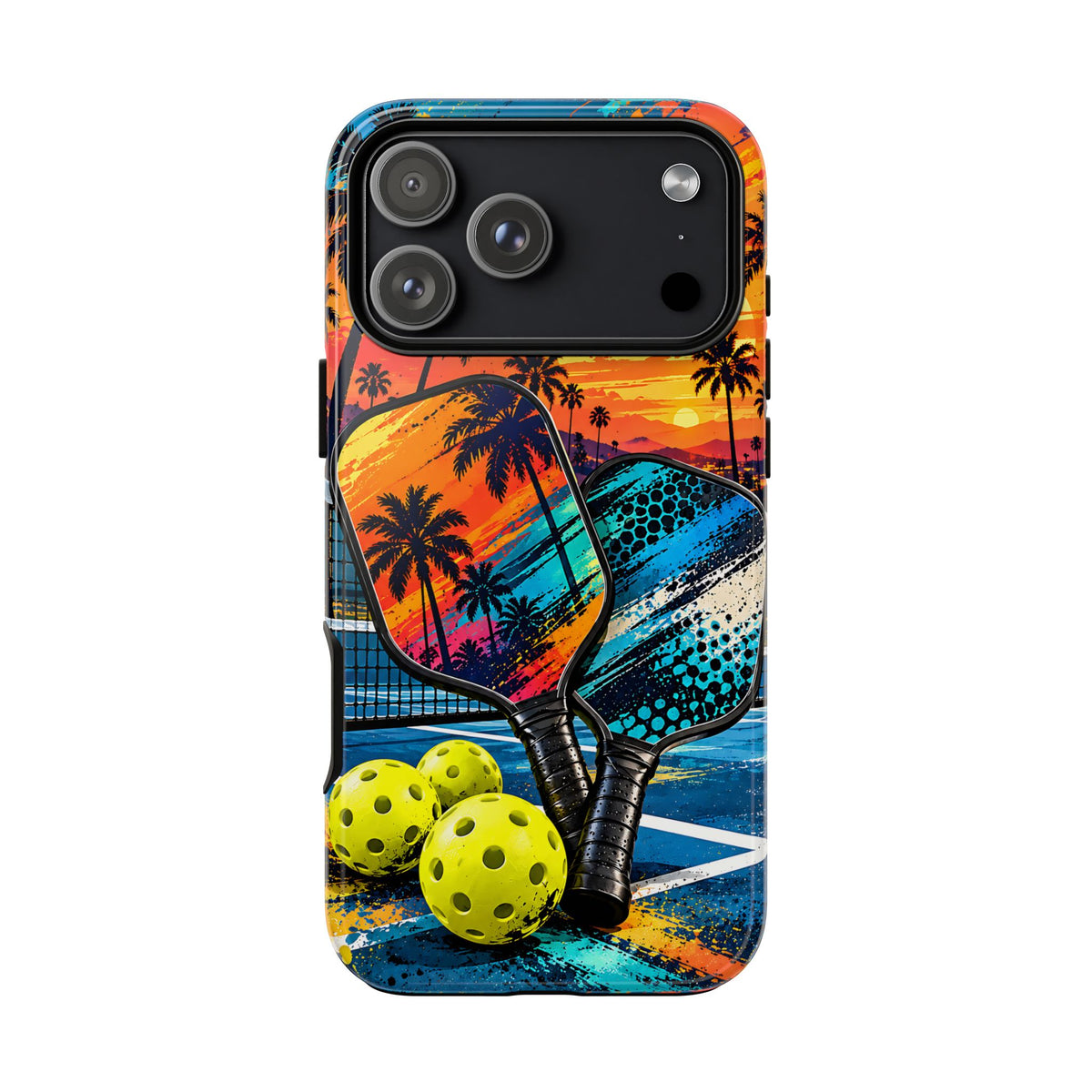 Pickleball Sunset Tough Phone Case – Tropical Sports Design